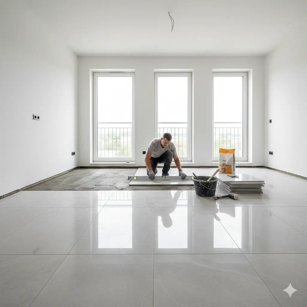 Отделка полов камнем в квартире в Москве